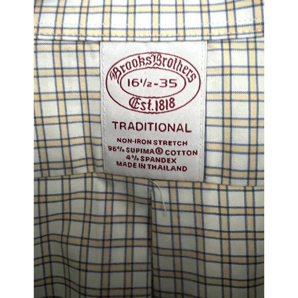 Brooks Bros. Plaid Button Up Shirt Traditional Size 16 1/2-35 Supima Cotton NWOT - Picture 6 of 8